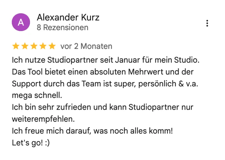 Google-Rezension von Alexander Kurz, fünf Sterne